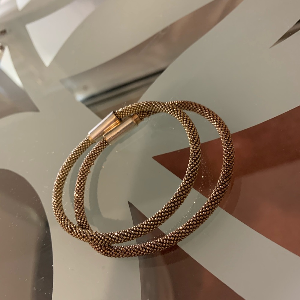 Real rose gold and gold bangles